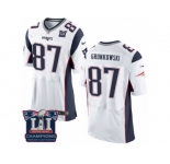 Men's Nike New England Patriots #87 Rob Gronkowski Elite White Super Bowl LI Champions NFL Jersey