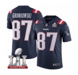 Men's Nike New England Patriots #87 Rob Gronkowski Limited Navy Blue Rush Super Bowl LI 51 NFL Jersey