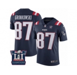 Men's Nike New England Patriots #87 Rob Gronkowski Limited Navy Blue Rush Super Bowl LI Champions NFL Jersey