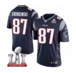 Men's Nike New England Patriots #87 Rob Gronkowski Limited Navy Blue Team Color Super Bowl LI 51 NFL Jersey
