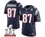 Men's Nike New England Patriots #87 Rob Gronkowski Limited Navy Blue Team Color Super Bowl LI 51 NFL Jersey