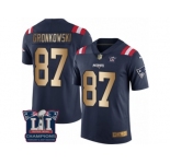 Men's Nike New England Patriots #87 Rob Gronkowski Limited Navy Gold Rush Super Bowl LI Champions NFL Jersey