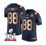 Men's Nike New England Patriots #88 Martellus Bennett Limited Navy-Gold Rush Super Bowl LI 51 NFL Jersey