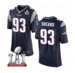 Men's Nike New England Patriots #93 Jabaal Sheard Elite Navy Blue Team Color Super Bowl LI 51 NFL Jersey