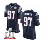 Men's Nike New England Patriots #97 Alan Branch Elite Navy Blue Team Color Super Bowl LI 51 NFL Jersey