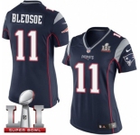 Women's Nike New England Patriots #11 Drew Bledsoe Elite Navy Blue Team Color Super Bowl LI 51 NFL Jersey