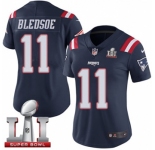 Women's Nike New England Patriots #11 Drew Bledsoe Limited Navy Blue Rush Super Bowl LI 51 NFL Jersey