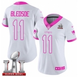 Women's Nike New England Patriots #11 Drew Bledsoe Limited White-Pink Rush Fashion Super Bowl LI 51 NFL Jersey