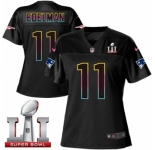 Women's Nike New England Patriots #11 Julian Edelman Game Black Fashion Super Bowl LI 51 NFL Jersey