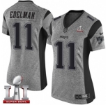 Women's Nike New England Patriots #11 Julian Edelman Limited Gray Gridiron Super Bowl LI 51 NFL Jersey
