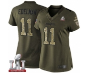 Women's Nike New England Patriots #11 Julian Edelman Limited Green Salute to Service Super Bowl LI 51 NFL Jersey