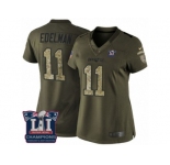 Women's Nike New England Patriots #11 Julian Edelman Limited Green Salute to Service Super Bowl LI Champions NFL Jersey