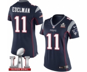 Women's Nike New England Patriots #11 Julian Edelman Limited Navy Blue Team Color Super Bowl LI 51 NFL Jersey