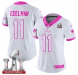 Women's Nike New England Patriots #11 Julian Edelman Limited White-Pink Rush Fashion Super Bowl LI 51 NFL Jersey
