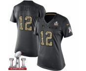 Women's Nike New England Patriots #12 Tom Brady Limited Black 2016 Salute to Service Super Bowl LI 51 NFL Jersey