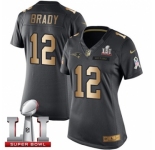 Women's Nike New England Patriots #12 Tom Brady Limited Black-Gold Salute to Service Super Bowl LI 51 NFL Jersey