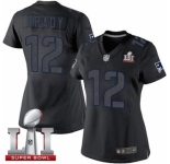 Women's Nike New England Patriots #12 Tom Brady Limited Black Impact Super Bowl LI 51 NFL Jersey