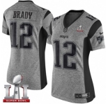 Women's Nike New England Patriots #12 Tom Brady Limited Gray Gridiron Super Bowl LI 51 NFL Jersey