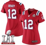 Women's Nike New England Patriots #12 Tom Brady Limited Red Alternate Super Bowl LI 51 NFL Jersey