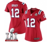 Women's Nike New England Patriots #12 Tom Brady Limited Red Alternate Super Bowl LI 51 NFL Jersey