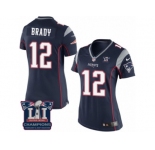 Women's Nike New England Patriots #12 Tom Brady Navy Blue Team Color Super Bowl LI Champions NFL Jersey