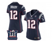Women's Nike New England Patriots #12 Tom Brady Navy Blue Team Color Super Bowl LI Champions NFL Jersey