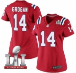 Women's Nike New England Patriots #14 Steve Grogan Elite Red Alternate Super Bowl LI 51 NFL Jersey