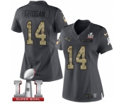Women's Nike New England Patriots #14 Steve Grogan Limited Black 2016 Salute to Service Super Bowl LI 51 NFL Jersey