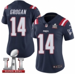 Women's Nike New England Patriots #14 Steve Grogan Limited Navy Blue Rush Super Bowl LI 51 NFL Jersey