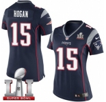 Women's Nike New England Patriots #15 Chris Hogan Limited Navy Blue Team Color Super Bowl LI 51 NFL Jersey