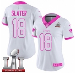 Women's Nike New England Patriots #18 Matthew Slater Limited White-Pink Rush Fashion Super Bowl LI 51 NFL Jersey