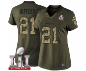 Women's Nike New England Patriots #21 Malcolm Butler Limited Green Salute to Service Super Bowl LI 51 NFL Jersey