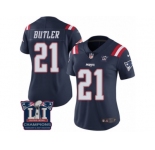 Women's Nike New England Patriots #21 Malcolm Butler Limited Navy Blue Rush Super Bowl LI Champions NFL Jersey