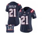 Women's Nike New England Patriots #21 Malcolm Butler Limited Navy Blue Rush Super Bowl LI Champions NFL Jersey
