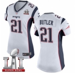 Women's Nike New England Patriots #21 Malcolm Butler Limited White Super Bowl LI 51 NFL Jersey