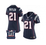 Women's Nike New England Patriots #21 Malcolm Butler Navy Blue Team Color Super Bowl LI Champions NFL Jersey