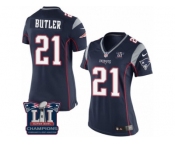 Women's Nike New England Patriots #21 Malcolm Butler Navy Blue Team Color Super Bowl LI Champions NFL Jersey