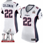 Women's Nike New England Patriots #22 Justin Coleman Elite White Super Bowl LI 51 NFL Jersey