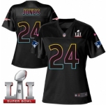 Women's Nike New England Patriots #24 Cyrus Jones Game Black Fashion Super Bowl LI 51 NFL Jersey