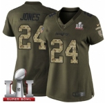 Women's Nike New England Patriots #24 Cyrus Jones Limited Green Salute to Service Super Bowl LI 51 NFL Jersey