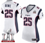 Women's Nike New England Patriots #25 Eric Rowe Elite White Super Bowl LI 51 NFL Jersey