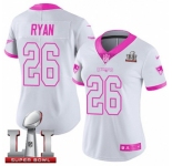 Women's Nike New England Patriots #26 Logan Ryan Limited White-Pink Rush Fashion Super Bowl LI 51 NFL Jersey
