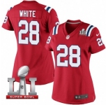 Women's Nike New England Patriots #28 James White Elite Red Alternate Super Bowl LI 51 NFL Jersey