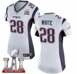 Women's Nike New England Patriots #28 James White Elite White Super Bowl LI 51 NFL Jersey