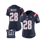 Women's Nike New England Patriots #28 James White Limited Navy Blue Rush Super Bowl LI Champions NFL Jersey