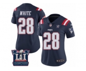 Women's Nike New England Patriots #28 James White Limited Navy Blue Rush Super Bowl LI Champions NFL Jersey