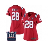 Women's Nike New England Patriots #28 James White Red Alternate Super Bowl LI Champions NFL Jersey