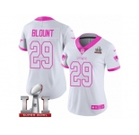 Women's Nike New England Patriots #29 LeGarrette Blount Limited White Pink Rush Fashion Super Bowl LI 51 NFL Jersey