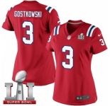 Women's Nike New England Patriots #3 Stephen Gostkowski Elite Red Alternate Super Bowl LI 51 NFL Jersey