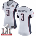 Women's Nike New England Patriots #3 Stephen Gostkowski Elite White Super Bowl LI 51 NFL Jersey